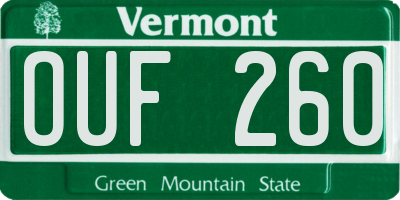 VT license plate OUF260