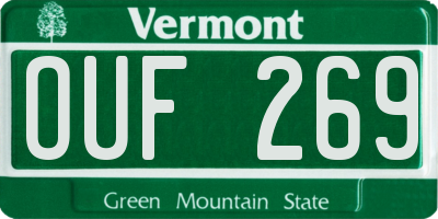 VT license plate OUF269