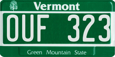VT license plate OUF323