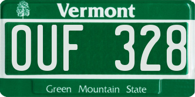 VT license plate OUF328