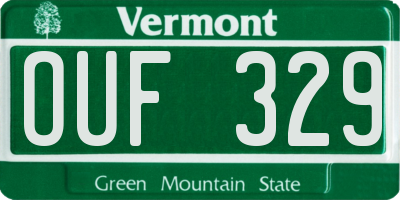 VT license plate OUF329