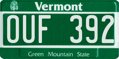 VT license plate OUF392