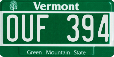 VT license plate OUF394