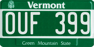 VT license plate OUF399
