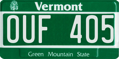 VT license plate OUF405