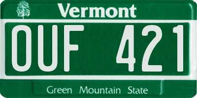 VT license plate OUF421