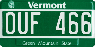 VT license plate OUF466