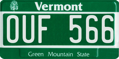 VT license plate OUF566