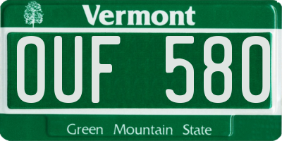 VT license plate OUF580