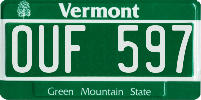 VT license plate OUF597