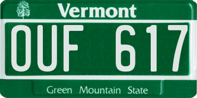 VT license plate OUF617