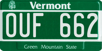 VT license plate OUF662