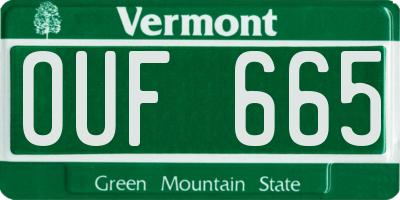 VT license plate OUF665