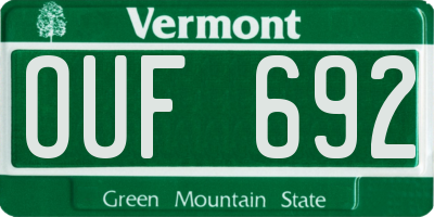 VT license plate OUF692