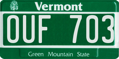 VT license plate OUF703