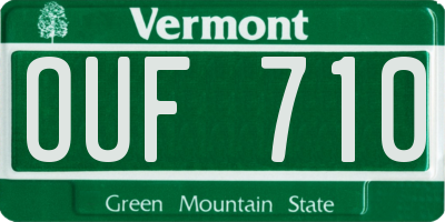 VT license plate OUF710