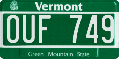 VT license plate OUF749