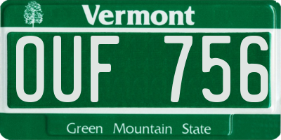 VT license plate OUF756