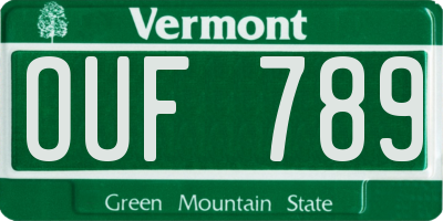 VT license plate OUF789