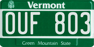 VT license plate OUF803