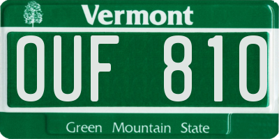 VT license plate OUF810