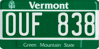 VT license plate OUF838