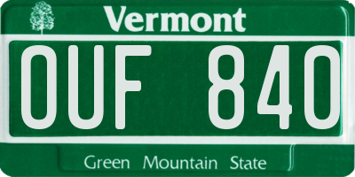VT license plate OUF840