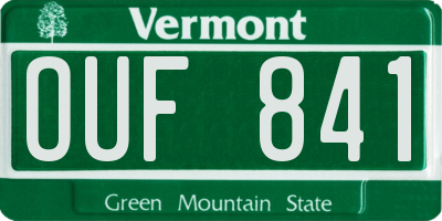 VT license plate OUF841
