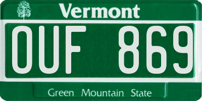 VT license plate OUF869
