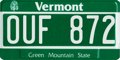 VT license plate OUF872