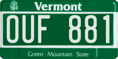 VT license plate OUF881