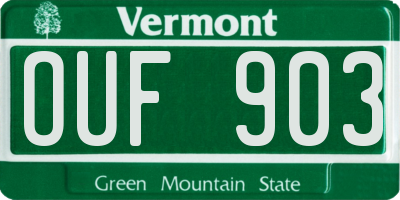 VT license plate OUF903