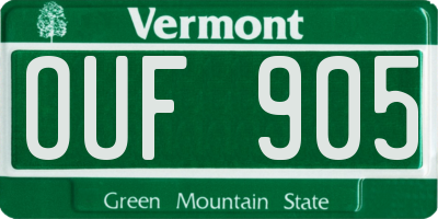 VT license plate OUF905