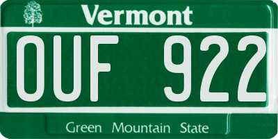 VT license plate OUF922