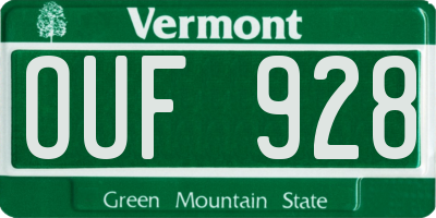 VT license plate OUF928