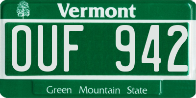 VT license plate OUF942