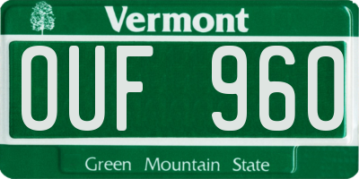 VT license plate OUF960