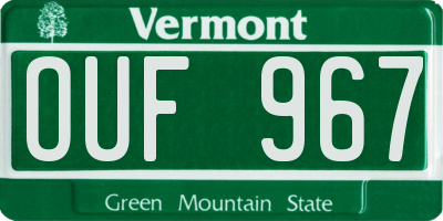 VT license plate OUF967