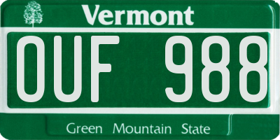 VT license plate OUF988