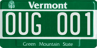 VT license plate OUG001