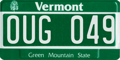 VT license plate OUG049