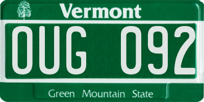 VT license plate OUG092