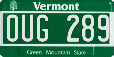 VT license plate OUG289