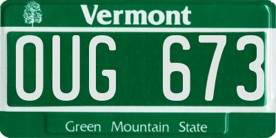 VT license plate OUG673
