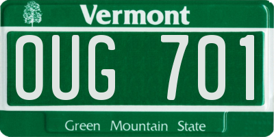 VT license plate OUG701