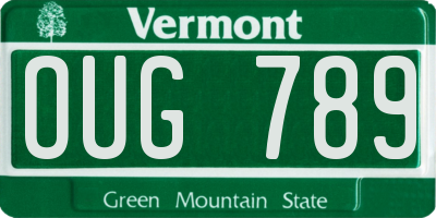 VT license plate OUG789