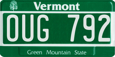 VT license plate OUG792