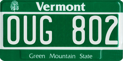 VT license plate OUG802