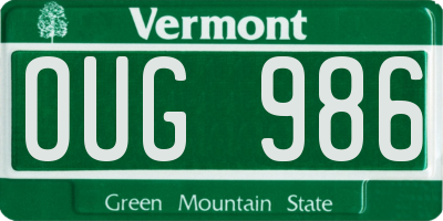 VT license plate OUG986