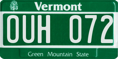 VT license plate OUH072